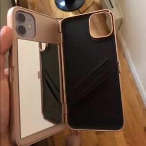 Card slot and make up mirror case for iPhone 11